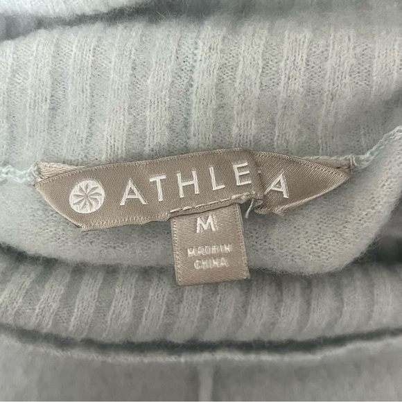 Athleta Transit Pullover Turtleneck Sweater Blue M Merino Wool Boho Lagenlook - Picture 10 of 11